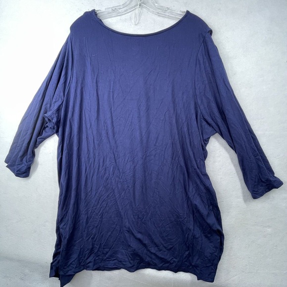 Belle Kim Gravel QVC Womens Size 2X Modal Blend Navy Blue Stretch Tunic Top - Picture 9 of 15